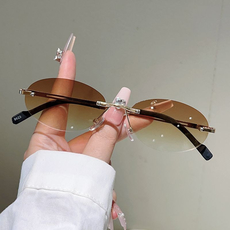 Rimless Oval Sunglasses Women  - đánh giá và giá Designer Sunglasses