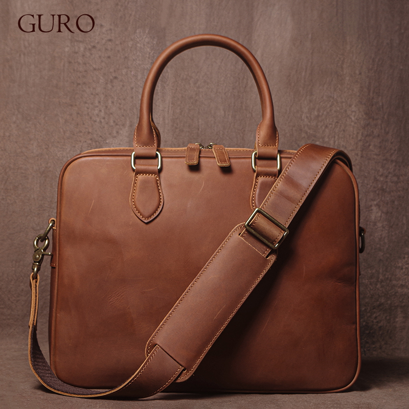 GURO Men Crazy Horse Cowhide B - đánh giá và giá Leather Briefcase