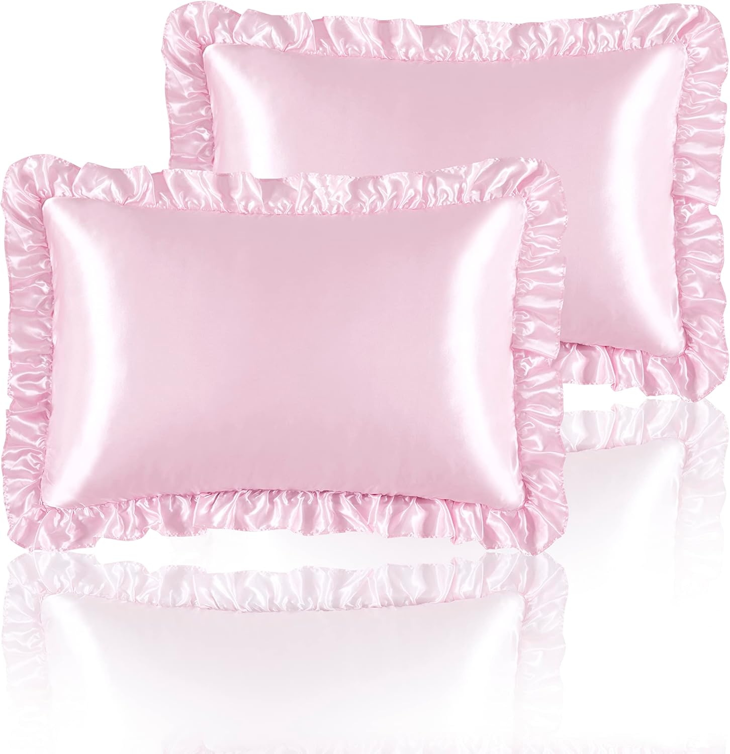 2Pcs Satin Ruffled Pillow Case - đánh giá và giá Silk Pillowcase