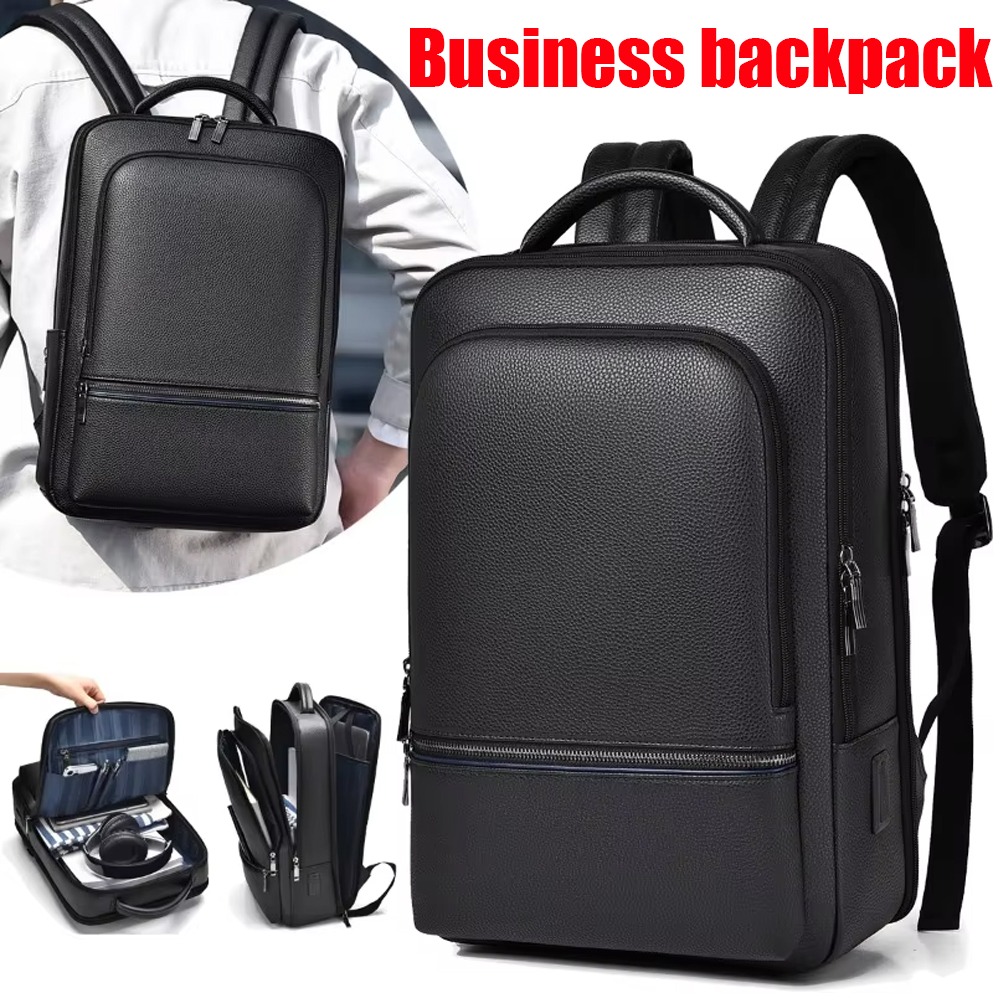 PU Leather Men's Backpack USB  - đánh giá và giá Leather Briefcase